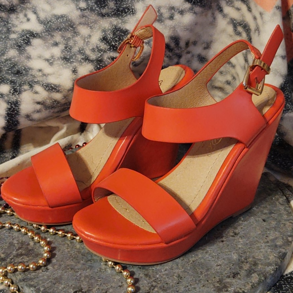Db Dk Fashion Red Platform Wedge Sandals 5.5